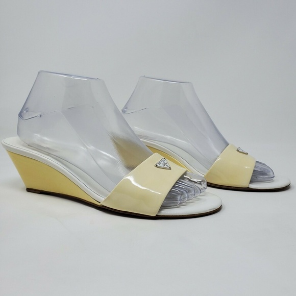 Prada Shoes - Vintage AUTHENTIC Prada Womens White Wedge Heels